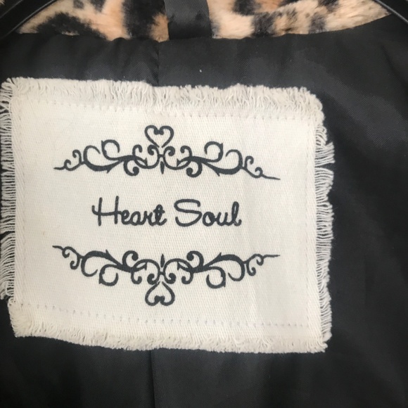 Heart Soul faux Fur leopard Print Teddy Cropped 3/4 sleeve Jacket - Picture 2 of 3